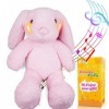 Marsjoy Jouet lapin de Pâques rose en peluche pour filles, garçons et bébés - Super doux avec longues oreilles - Chantant - L