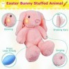 Marsjoy Jouet lapin de Pâques rose en peluche pour filles, garçons et bébés - Super doux avec longues oreilles - Chantant - L