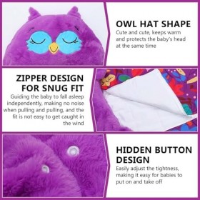 Sac de Couchage Pliable pour Enfants, Sac de Couchage 2 en 1 avec Oreiller et Motif Animal de Dessin animé,Sacs Couchage Plia