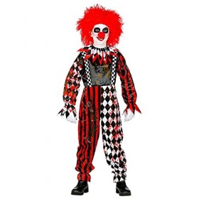 Widmann - Costume de clown pour enfant, combinaison avec col, sang sang, carreaux, rayures, horreur, psycho, tueur, déguiseme
