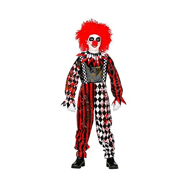 Widmann - Costume de clown pour enfant, combinaison avec col, sang sang, carreaux, rayures, horreur, psycho, tueur, déguiseme