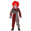 Widmann - Costume de clown pour enfant, combinaison avec col, sang sang, carreaux, rayures, horreur, psycho, tueur, déguiseme