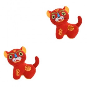 ibasenice 2 Pièces Poupée Tigre Figurine du Zodiaque Jolie Poupée en Peluche Dessin Animé Jouet Animal Fortune Oreiller Câlin