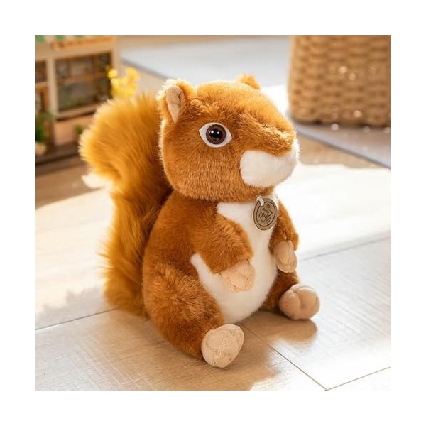 KiLoom Wild World Animal Super Réaliste Écureuil Peluche Jouet Peluche Simulation Moelleux Cheveux Grand Parapluie Queue Anim