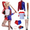 QCCOSER Costume de cosplay dHalloween pour enfants et adultes, rouge et bleu, avec gants, veste, t-shirt, short pour Hallowe