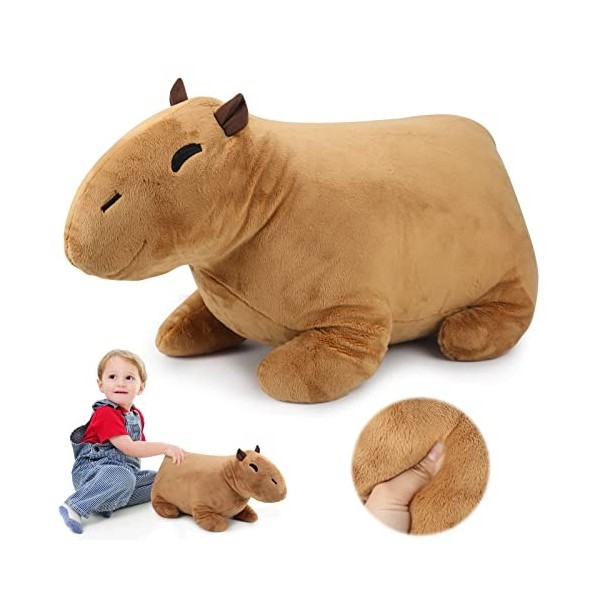 Finetoknow 60cm Peluche Capybara XXL Peluche Capybara Peluche Super Doux Peluche Mignon Animal simulé Capybara Peluche Oreill