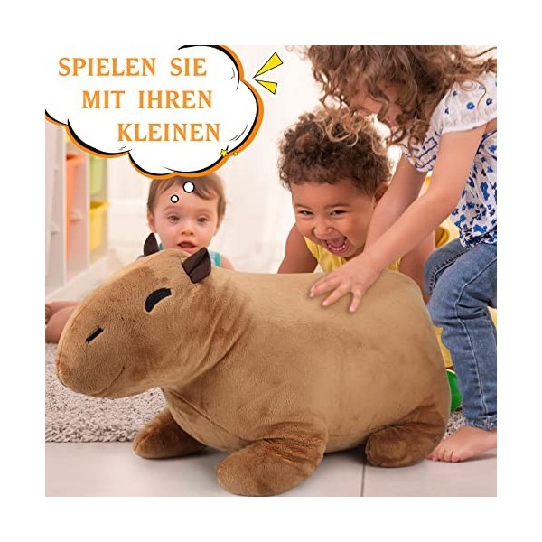 Finetoknow 60cm Peluche Capybara XXL Peluche Capybara Peluche Super Doux Peluche Mignon Animal simulé Capybara Peluche Oreill