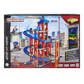 Majorette 212059987 Garage 5&nbsp;étages avec Ascenseur et 5&nbsp;Voitures en métal, avec Grue et Atelier, Zone de Lavage 53&nbsp;x 75&nbsp;cm
