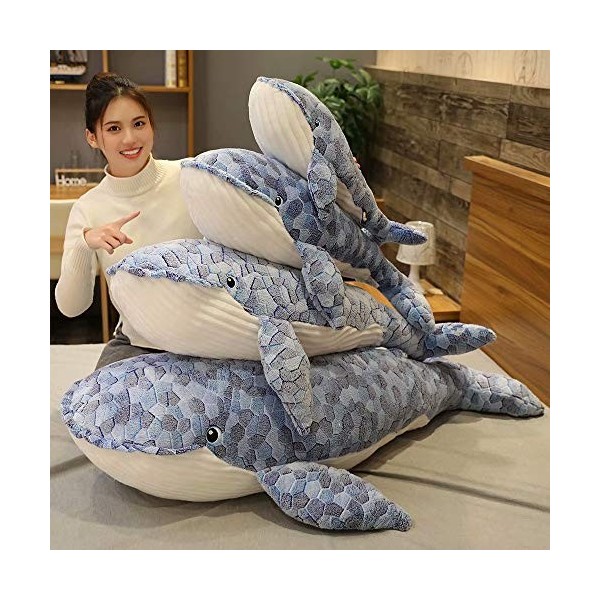 CAWACH 50-110 cm Taille géante Baleine en Peluche Bleu mer Animaux Peluche Jouet câlin Requin Doux Animal Oreiller Enfants ca