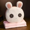 NOpinz Coussin en Peluche Lapin Panda Doux avec poupée en Peluche Animal de Bande dessinée Douce Cadeau Chauffe-Mains avec Co