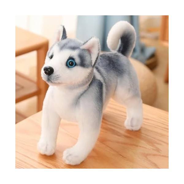 EacTEL Husky Jouets en Peluche Chiot Peluche Animaux Mignon Chien en Peluche Kawaii Enfants poupées Fourrure Cadeaux d’Annive