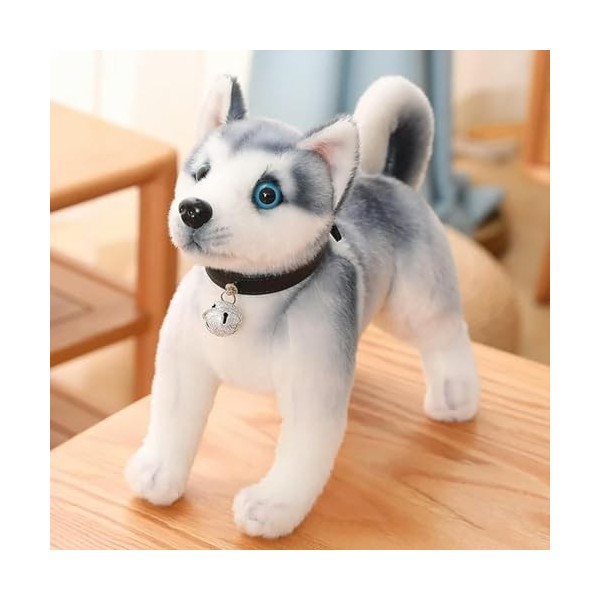 EacTEL Husky Jouets en Peluche Chiot Peluche Animaux Mignon Chien en Peluche Kawaii Enfants poupées Fourrure Cadeaux d’Annive