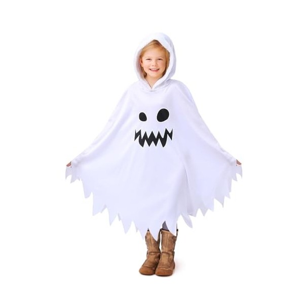 ZZOUFI Deguisement Fantome Enfant, Deguisement Fantome pour Bebe Fille Garcon, Costume Halloween Enfant Fantome, Encapuchonné