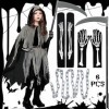 NCKIHRKK 6PCS Deguisement Faucheur pour Enfant, Halloween Faucheuse Costume dHalloween Universel Garçon Fille, Costume Screa