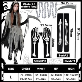 NCKIHRKK 6PCS Deguisement Faucheur pour Enfant, Halloween Faucheuse Costume dHalloween Universel Garçon Fille, Costume Screa