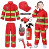 Costume De Pompier Enfant 8 Pièces - Veste, Pantalon, Casque, Hache, Talkie-walkie, Extincteur Jouet