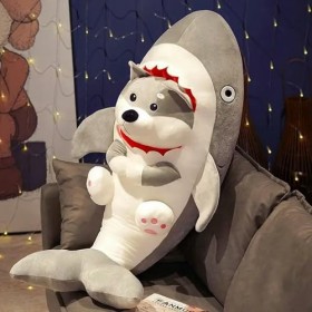 NOpinz Kawaii Requin Chat Chien Peluche Peluche Mignon Husky poupée Mignon Animal Oreiller Doux Bande dessinée Coussin Enfant