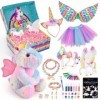 Tacobear Peluche Licorne Cadeau pour Fille 4 5 6 7 8 Ans Peluche Licorne & Costume & Bijoux & Marqueurs & Kit de Peinture, Li