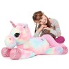 MorisMos 60cm Peluche Licorne Kawaii pour Les Filles, Licorne Jouet Peluche Douce Câlin Blanc, Animaux en Peluche Licorne Mig
