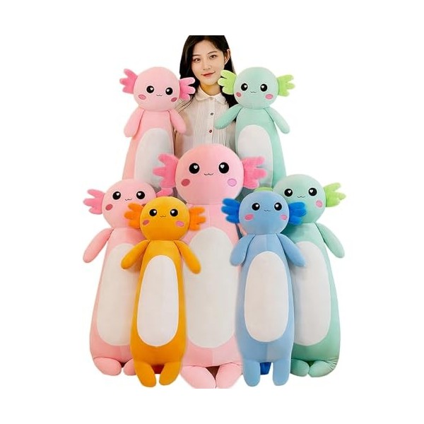 Kekeso Axolotl Peluche, Axolotl Coussin Long Oreiller, Mignon R Ose Axolotl en Peluche danimaux pour Filles et GarçOns Peluc