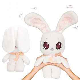 PEEKAPETS Lapin Rose + Lapin Blanc | Peluche Coucou Caché Qui Remue Ses Oreilles Lorsque Vous Appuyez sur Son Ventre, Cadeau 