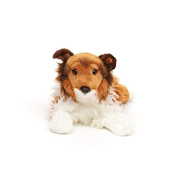 Uni-Toys - Collie à poils longs allongés - Visage marron - 41 cm de long - Chien en peluche, Collie - Peluche doudou
