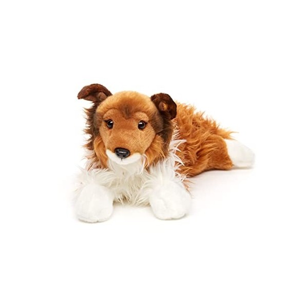 Uni-Toys - Collie à poils longs allongés - Visage marron - 41 cm de long - Chien en peluche, Collie - Peluche doudou