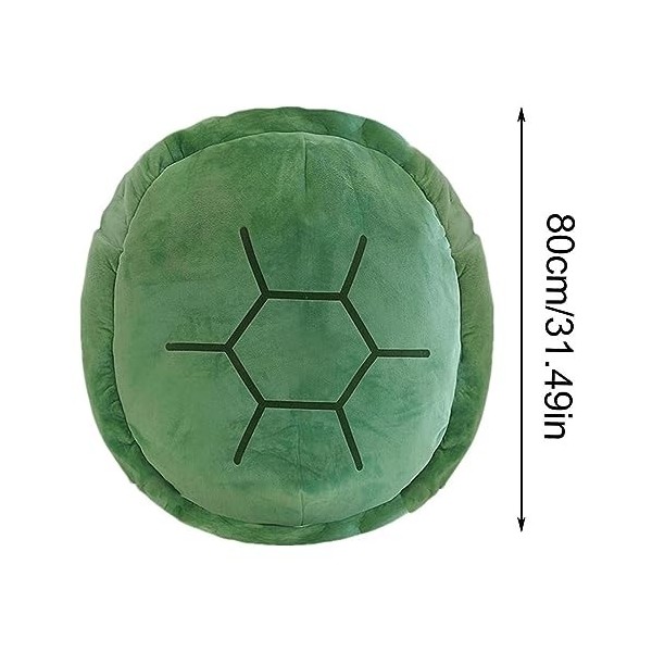 BBTISG Oreiller en coquille de tortue, 80 cm, jouet en forme de tortue, jouet doux et confortable vert 