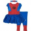 Marvel Spiderman and Captain America Girls Costume Dress, Leggings and Headband Set 5T, Spiderman 