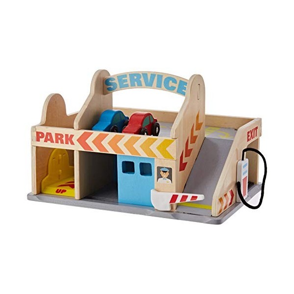 Melissa & Doug Station de Service Parking Garage | Véhicules et Trains en Bois | Camions et véhicules | 3+ | Cadeau pour garç