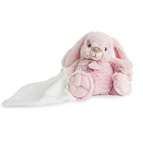 BABY NAT - Peluche Lapin avec Doudou Mouchoir - 15 cm - Guimauve Rose - Idée Cadeau Naissance - BN0218