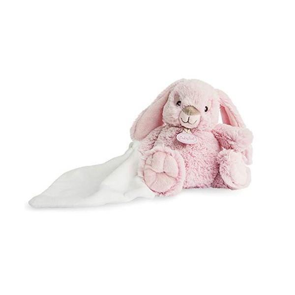 BABY NAT - Peluche Lapin avec Doudou Mouchoir - 15 cm - Guimauve Rose - Idée Cadeau Naissance - BN0218