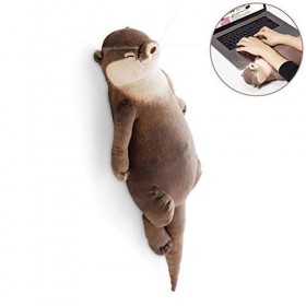 Deeabo 40cm Poupée Loutre, Loutre Couchée en Coton Rembourré Coussin Oreiller Coussin avec étui à Crayons Sac Fermeture éclai