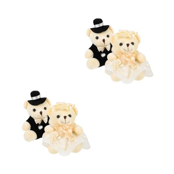 Toyvian 4 Pièces Poupée Ours De Mariage Peluche Mignon Poupée Ours en Peluche Faveur De Fête en Peluche Jouet pour Enfants Pe