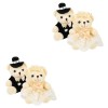 Toyvian 4 Pièces Poupée Ours De Mariage Peluche Mignon Poupée Ours en Peluche Faveur De Fête en Peluche Jouet pour Enfants Pe