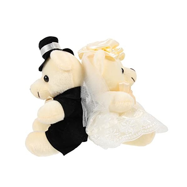 Toyvian 4 Pièces Poupée Ours De Mariage Peluche Mignon Poupée Ours en Peluche Faveur De Fête en Peluche Jouet pour Enfants Pe