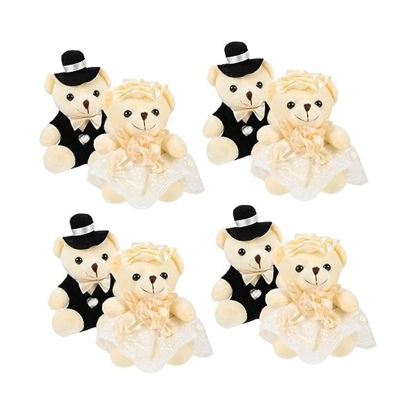 Toyvian 4 Pièces Poupée Ours De Mariage Peluche Mignon Poupée Ours en Peluche Faveur De Fête en Peluche Jouet pour Enfants Pe