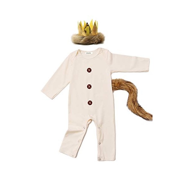 Grenouillère avec queue et couronne pour bébé garçon et fille - Beige - 12-18 mois