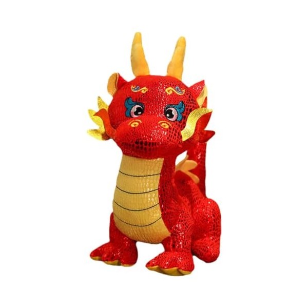 ibasenice Animal en Peluche de Dragon Chinois 30 Cm 2024 Année du Dragon Mascotte du Zodiaque Mascotte Dragon Jouet Oreiller 