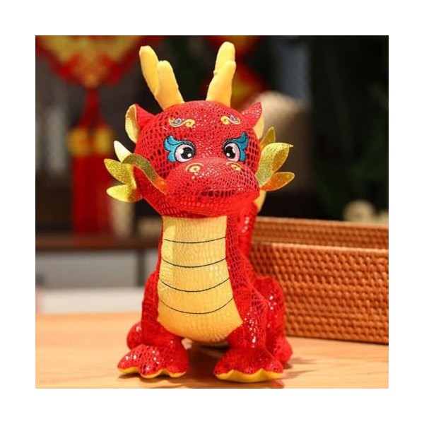 ibasenice Animal en Peluche de Dragon Chinois 30 Cm 2024 Année du Dragon Mascotte du Zodiaque Mascotte Dragon Jouet Oreiller 