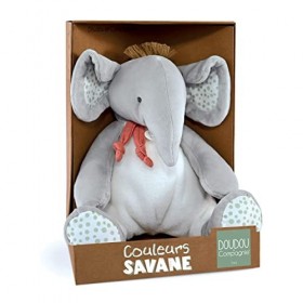 Doudou et Compagnie - Couleurs Savane - Pantin éléphant- Gris - 30cm - Cadeau naissance - DC4079