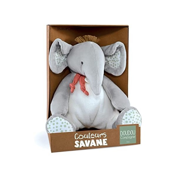 Doudou et Compagnie - Couleurs Savane - Pantin éléphant- Gris - 30cm - Cadeau naissance - DC4079