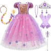 Kosplay Fille Robe de Princesse Raiponce avec Accessoires Déguisement de Princesse Robe Tulle Maxi Anniversaire Fête Hallowee