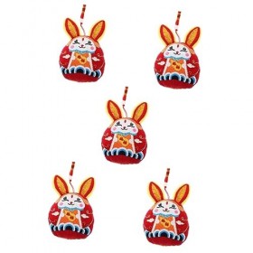 Abaodam 5 Pièces Ornement De Lapin Wufu Pendaison De Lapin du Zodiaque Chinois Poupée Lapin du Nouvel an Chinois Année De La 