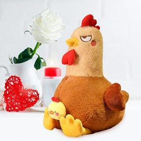 Peluche de Poule Mignon Poupée Poulet Blanc 55CM Animal en Peluche Poulet en Peluche Jouet Décorative Poupée de Poule Doux Et