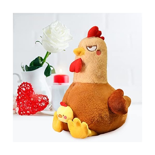 Peluche de Poule Mignon Poupée Poulet Blanc 55CM Animal en Peluche Poulet en Peluche Jouet Décorative Poupée de Poule Doux Et