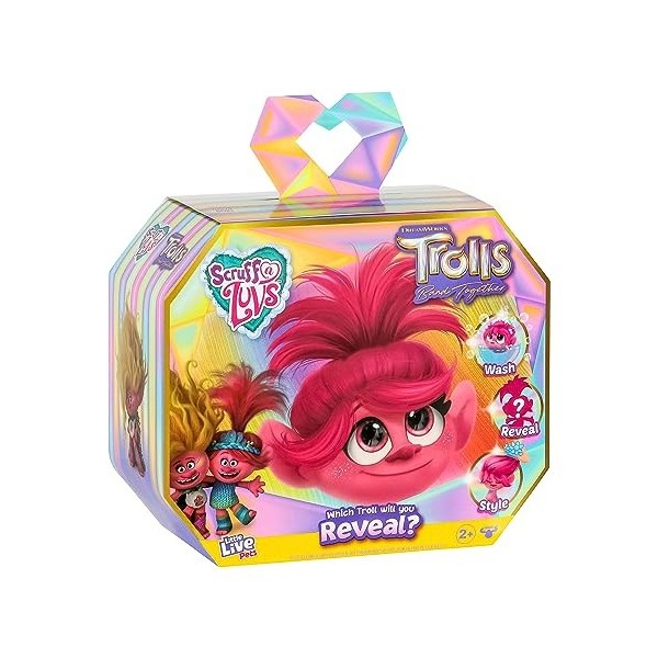 Little Live Pets – Scruff-a-Luvs: Poupée de "Trolls – commun fort" avec révélation. Lavez et installez votre jolie poupée en 