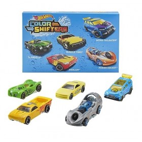 Hot Wheels 5 véhicules Color Shifters, Lot de Petites Voitures Miniatures changeant de Couleur dans leau + City Mega Garage,