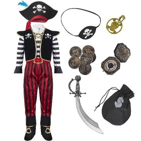 Spooktacular Creations Costume de capitaine féroce Halloween Child Boy Pirate avec accessoires pour se déguiser