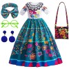 Déguisement Encanto Fille Robe , Robe Princesse Mirabel Bagas, Verres, Bandeau et Boucles doreilles pour Enfants Anniversair